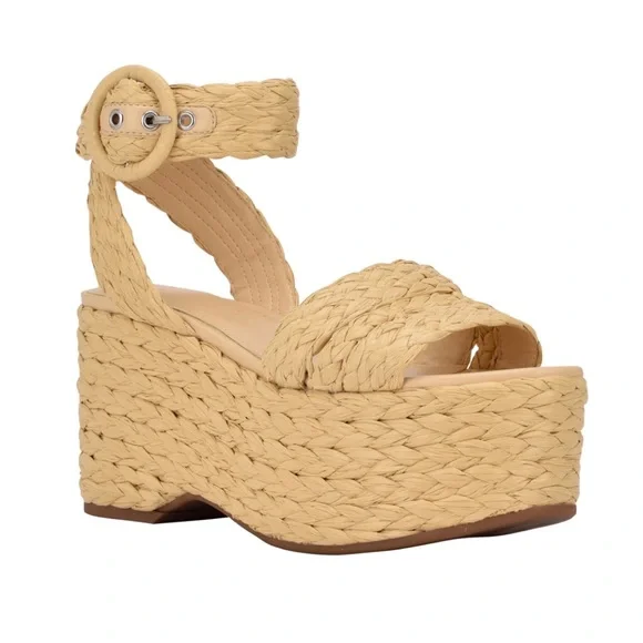 Espadrilles wedges natural tan sandals vacation shoes boho - Picture 5 of 13